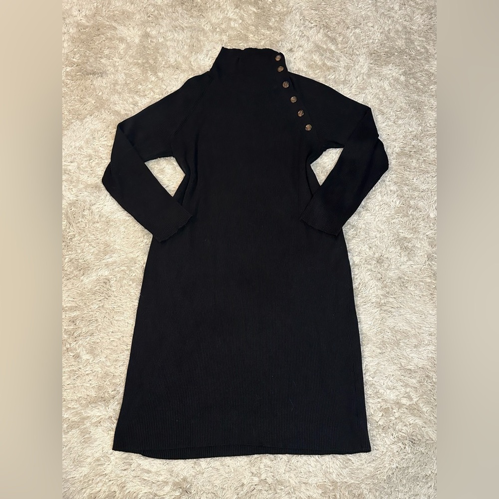 Isabel Maternity Black Ribbed Dress